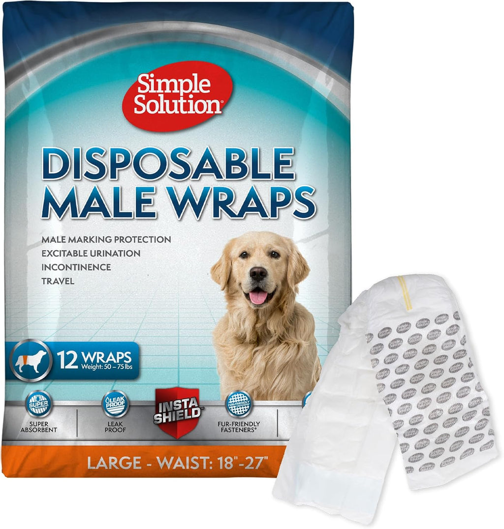 Simple Solution Disposable Male Wraps, Absorbent Leak Proof Belly Bands for Dogs, Incontinence Aid, Puppy Training, Marking Control, and Travel Protection, Medium Dogs, 15-23 Inch Waist, 30 Count - Image 12