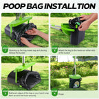 Side clips holding the replacement trash bag securely on the pet scooper bin