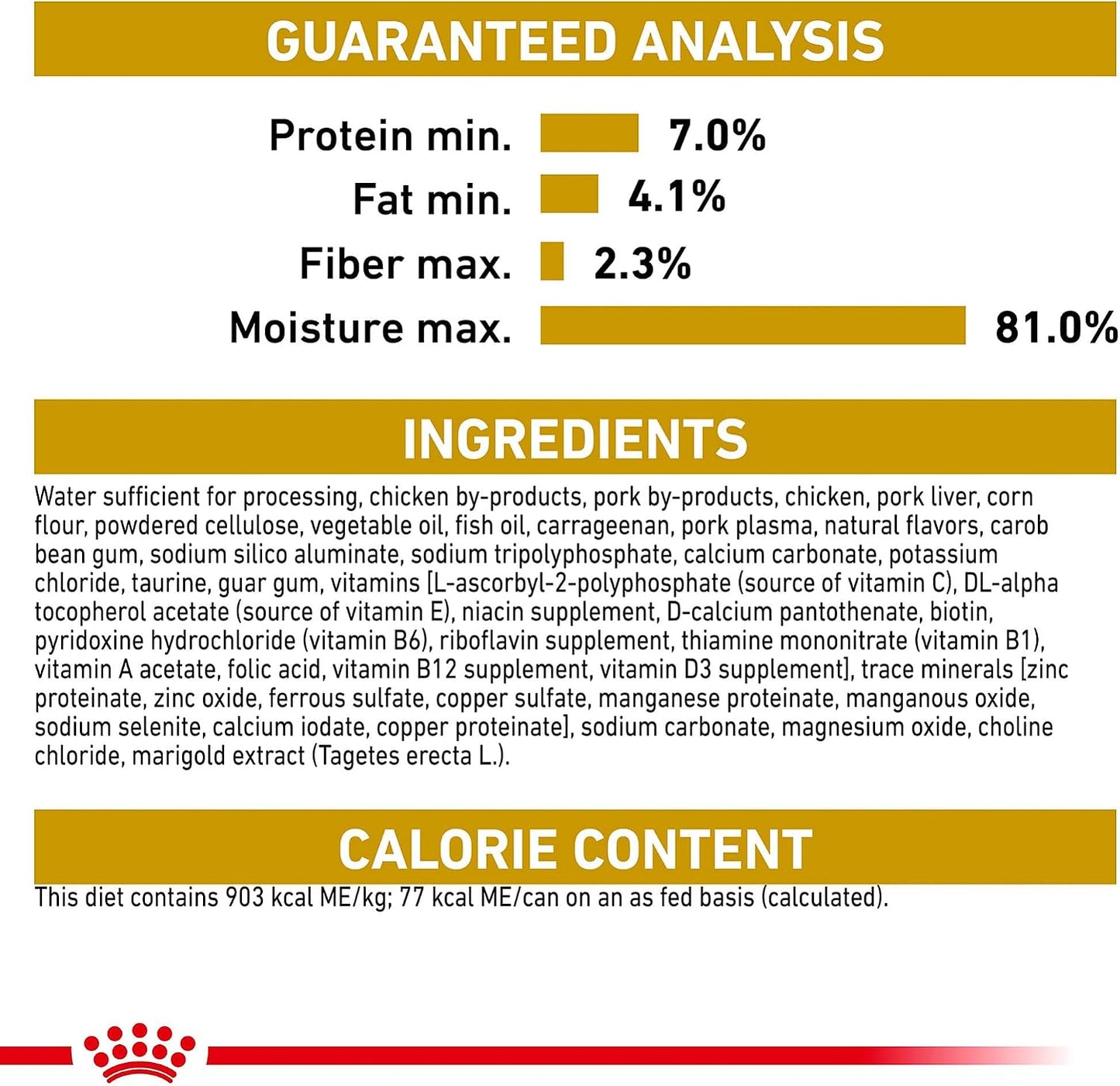 Royal Canin Chihuahua adult wet food showing the three ounce individual can design