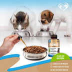 Beloved Pets natural gut supplement alongside dog and cat illustrations indicating multi-pet suitability.