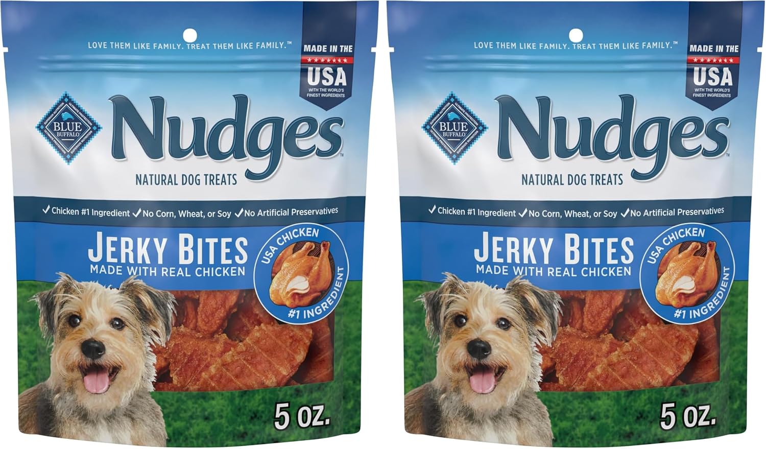 Blue Buffalo Nudges Jerky Bites Dog Treats, Made in the USA with Natural Ingredients, Bite-Sized Pieces, Chicken, 5-oz Bag - Image 12