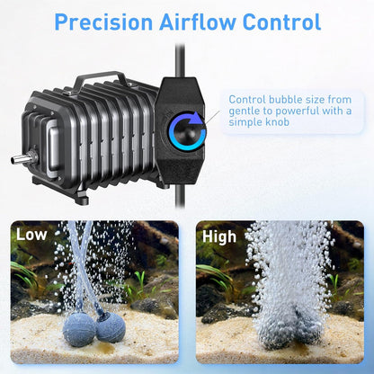 Side profile of Devopet fish tank bubbler showing heat dissipation fins
