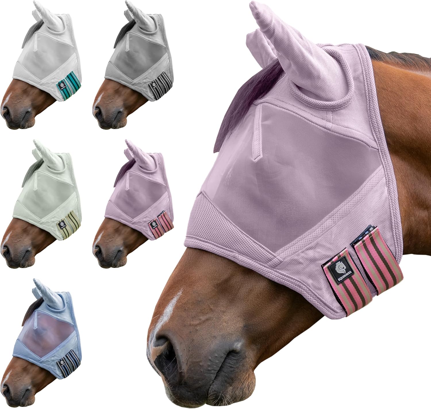 Equinavia Algard Soft Mesh Horse Fly Mask with Ears, 45 SPF UV Protection, Eye Shield, Fly Masks for Horses with Ears, Silver - Cob - Image 10