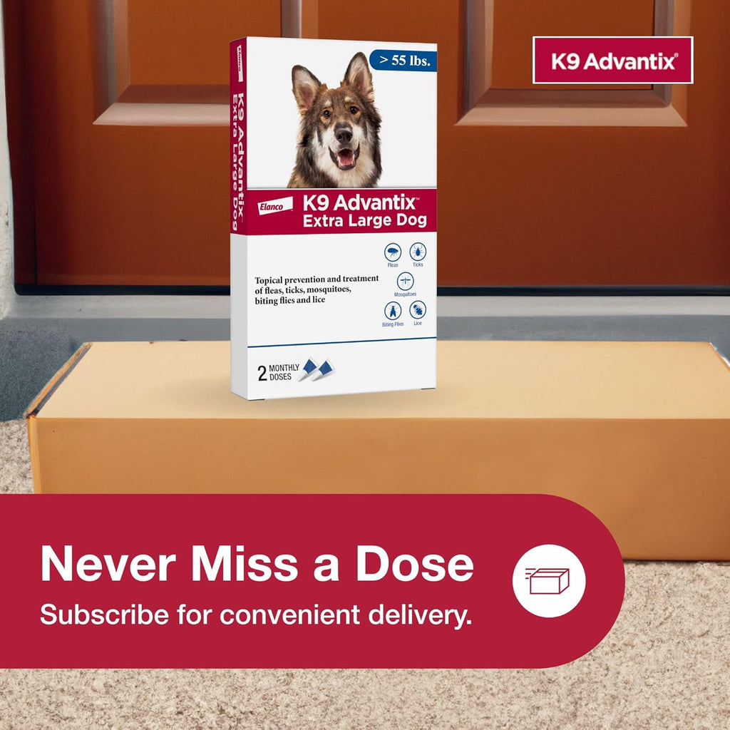 Elanco flea drops for extra large dogs showing ingredients and weight specifications