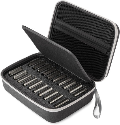 Noverlife hair clipper guard blades holder case front view showing premium grey hard shell exterior.