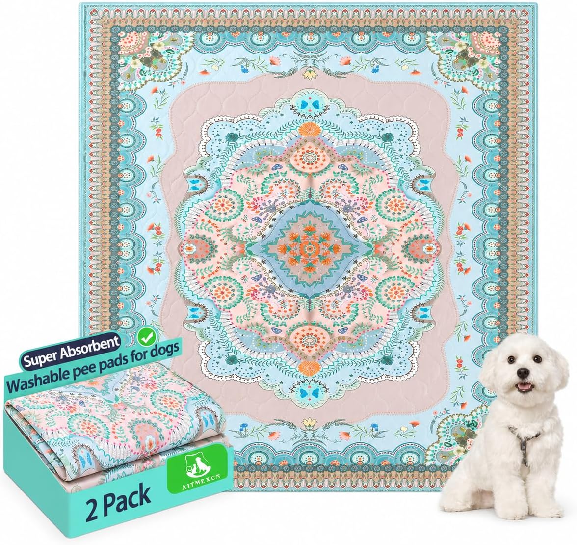 Aitmexcn Washable Puppy Dog Pee Pad, 2PCS 100% Waterproof Whelping Training Mat for Puppy/Senior Dog, Fast Drying Reusable Puppy Pads for Indoor, Outdoor and Car Travel- 24'' x 36'' - Image 11