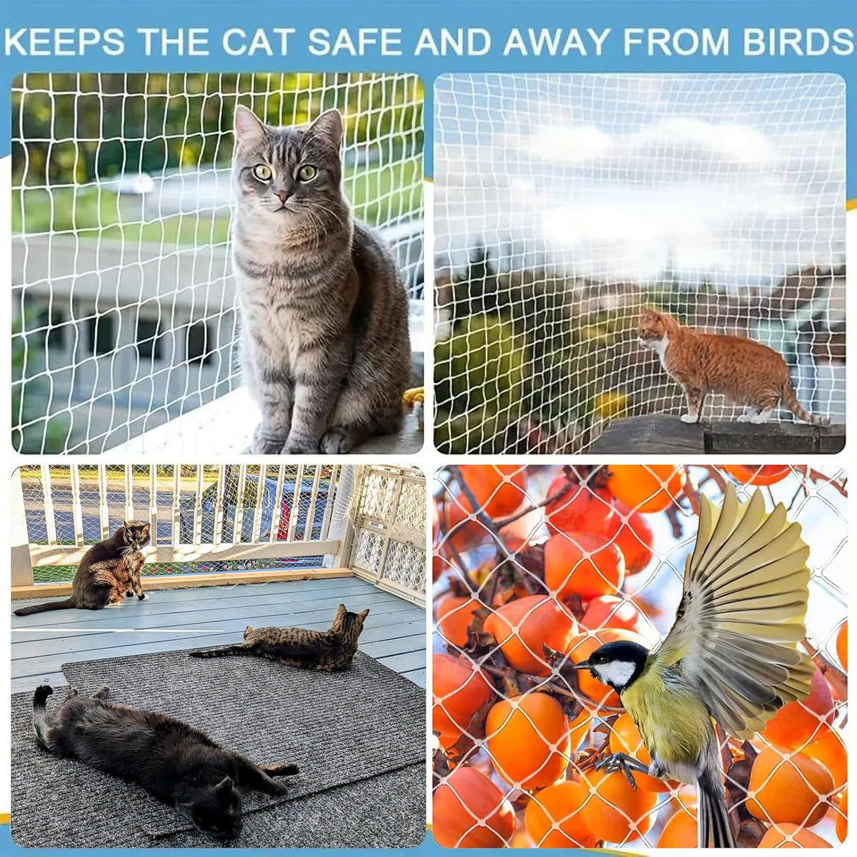 Durable nylon cat fence net for window and stair protection