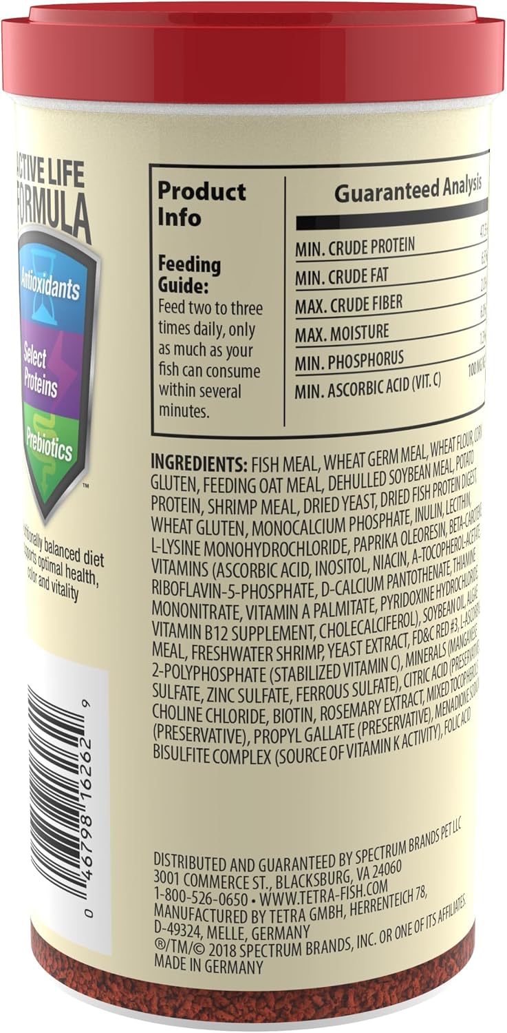 Close up of TetraColor XL fish food granules texture