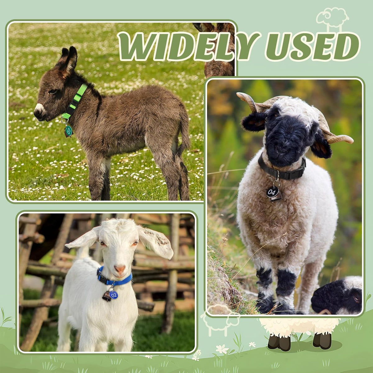 Foilswirl small farm animal identification kit with twelve bells and numbered tracking tags.