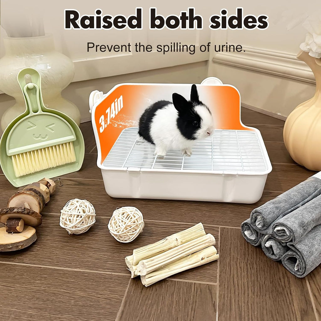 RUBYHOME bunny litter box showing removable wire mesh grate