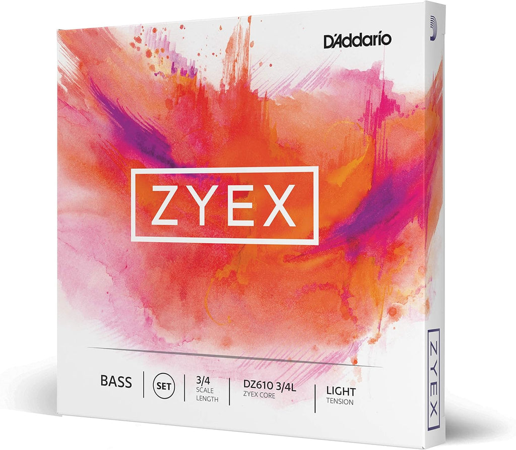 Genuine D'Addario Zyex 3/4 scale double bass string set inside original packaging
