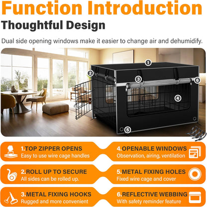 Waterproof and windproof outdoor dog crate cover 42 inch dimension view