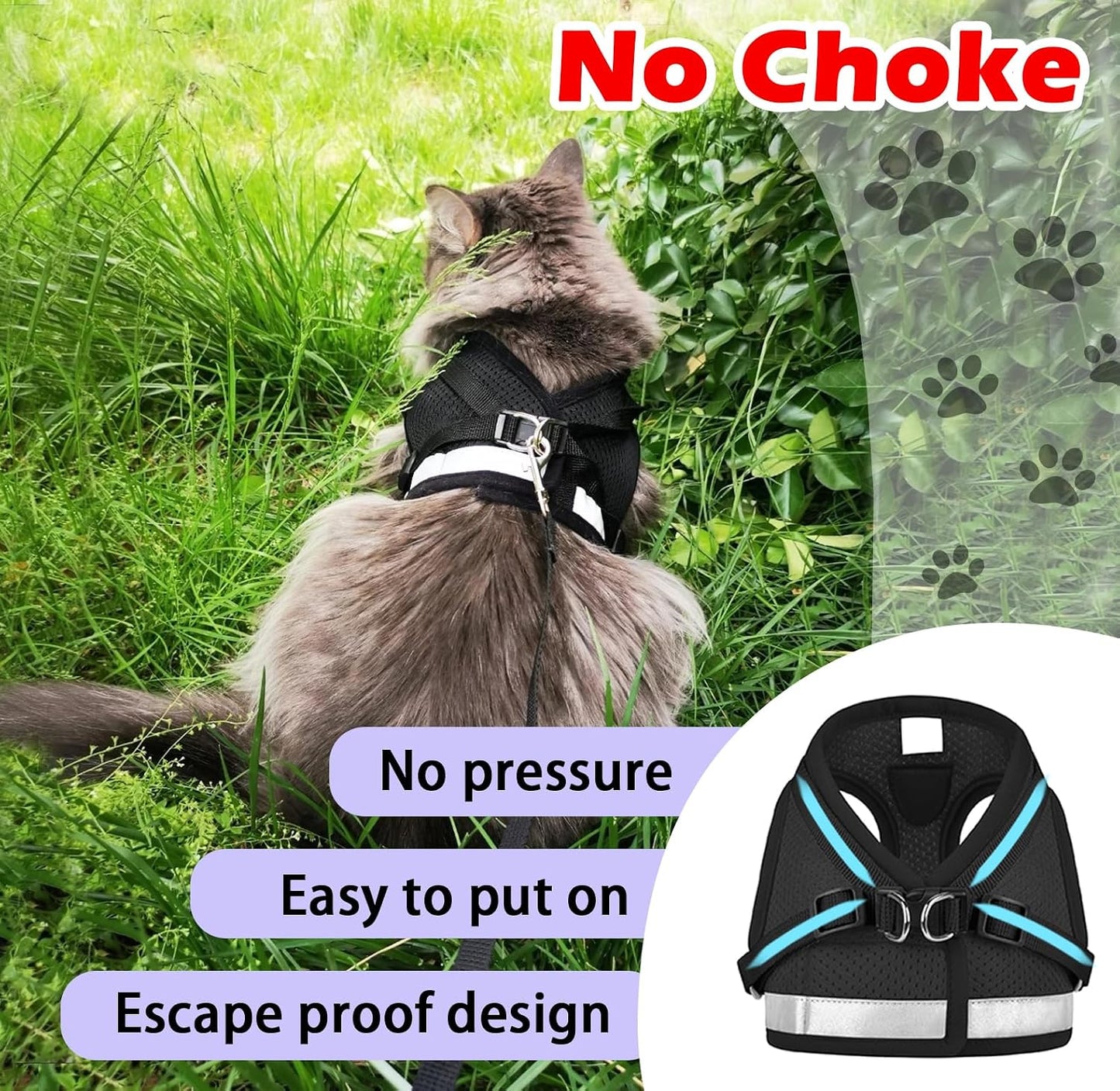 GAUTERF step in kitten harness magic tape and quick release buckle closure