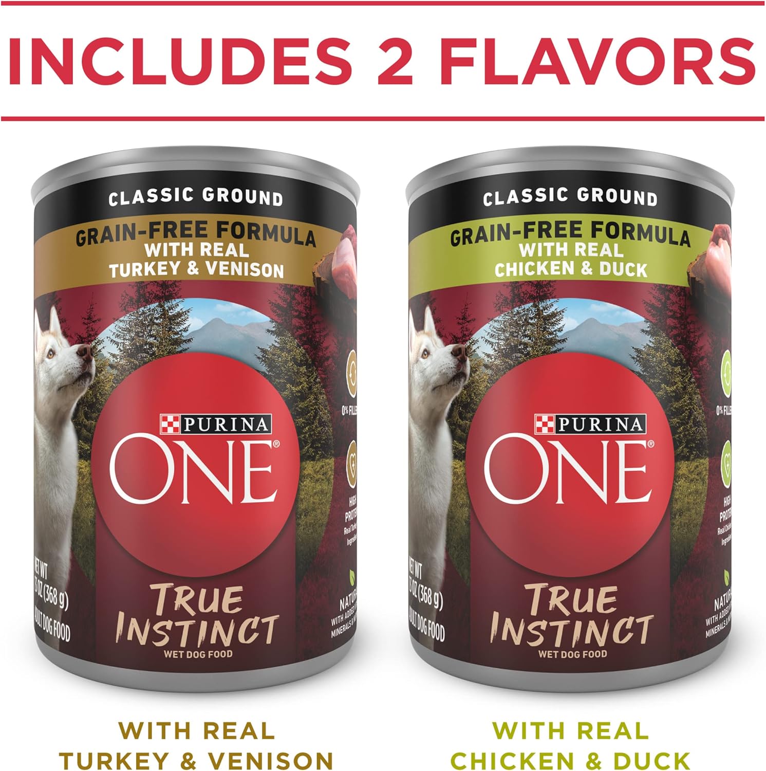Purina ONE True Instinct Classic Ground high-protein wet dog food cans