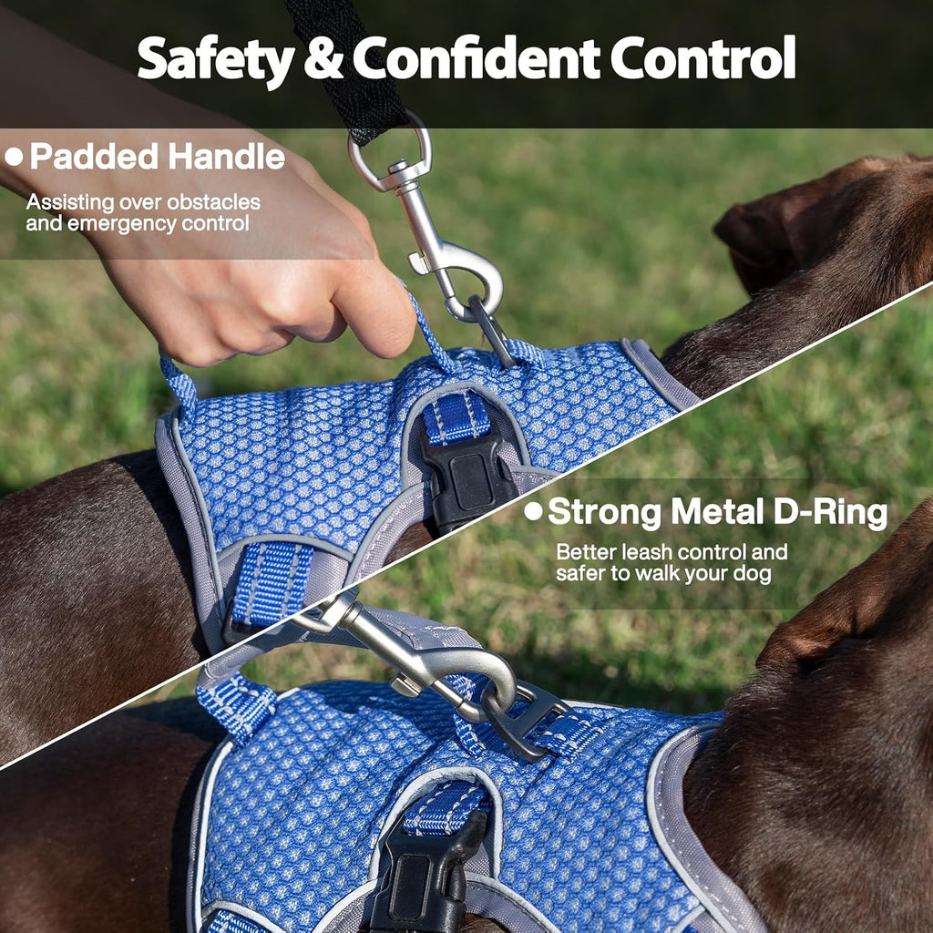 Huntboo escape proof dog harness reflective night walk safety view