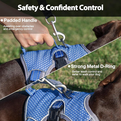 Huntboo escape proof dog harness reflective night walk safety view