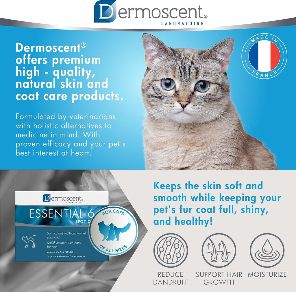 Authentic USA sourced Dermoscent Essential 6 cat skin treatment packaging