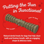 Small dog dental treats featuring ridges and nubs