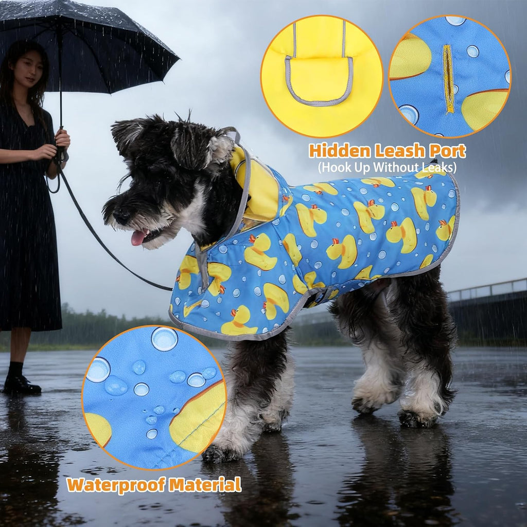 KOOLTAIL reflective puppy poncho back view showing leash hole access