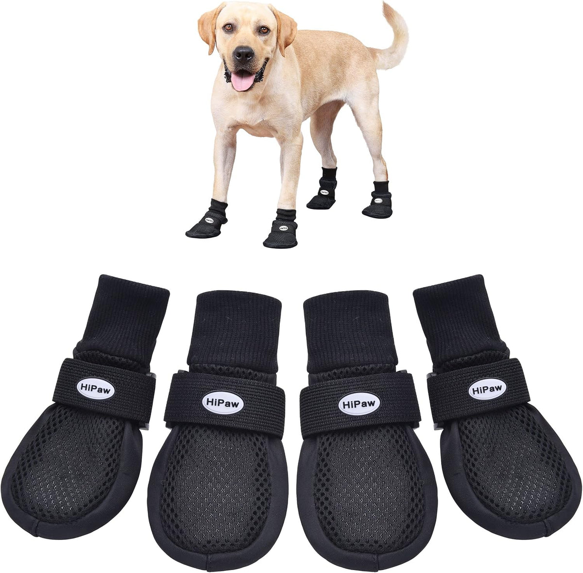 HiPaw breathable mesh dog boots front view for medium and large dogs