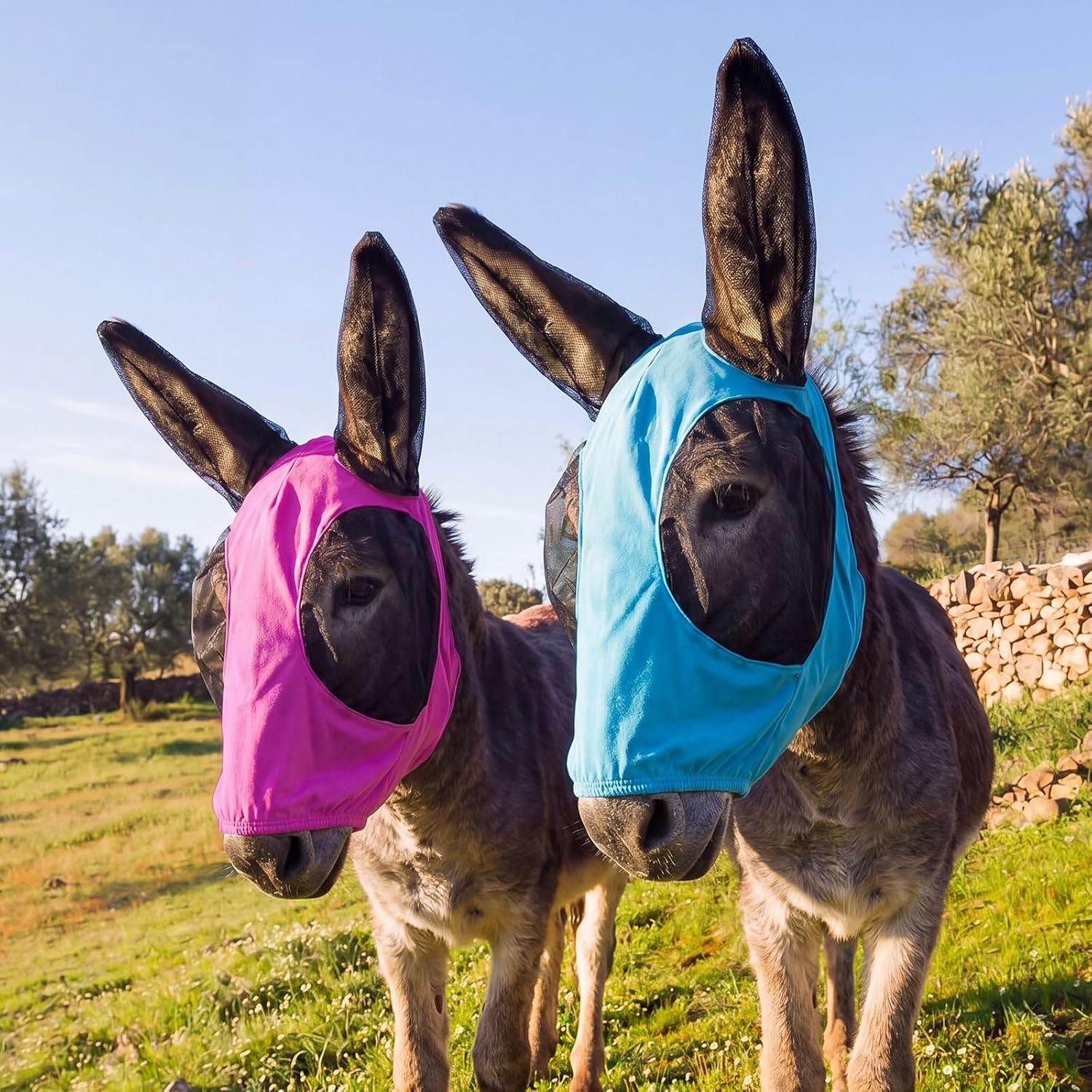 Mini Donkey Fly Mask with Ears Protection, Stretchy Mule Mask with Big Mesh Eye Covers, Soft on Skin, Comfortable Breathable Protection from Insects and Bugs - Image 9