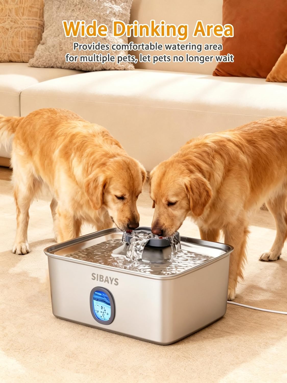 Components of SIBAYS large dog water fountain disassembled for cleaning
