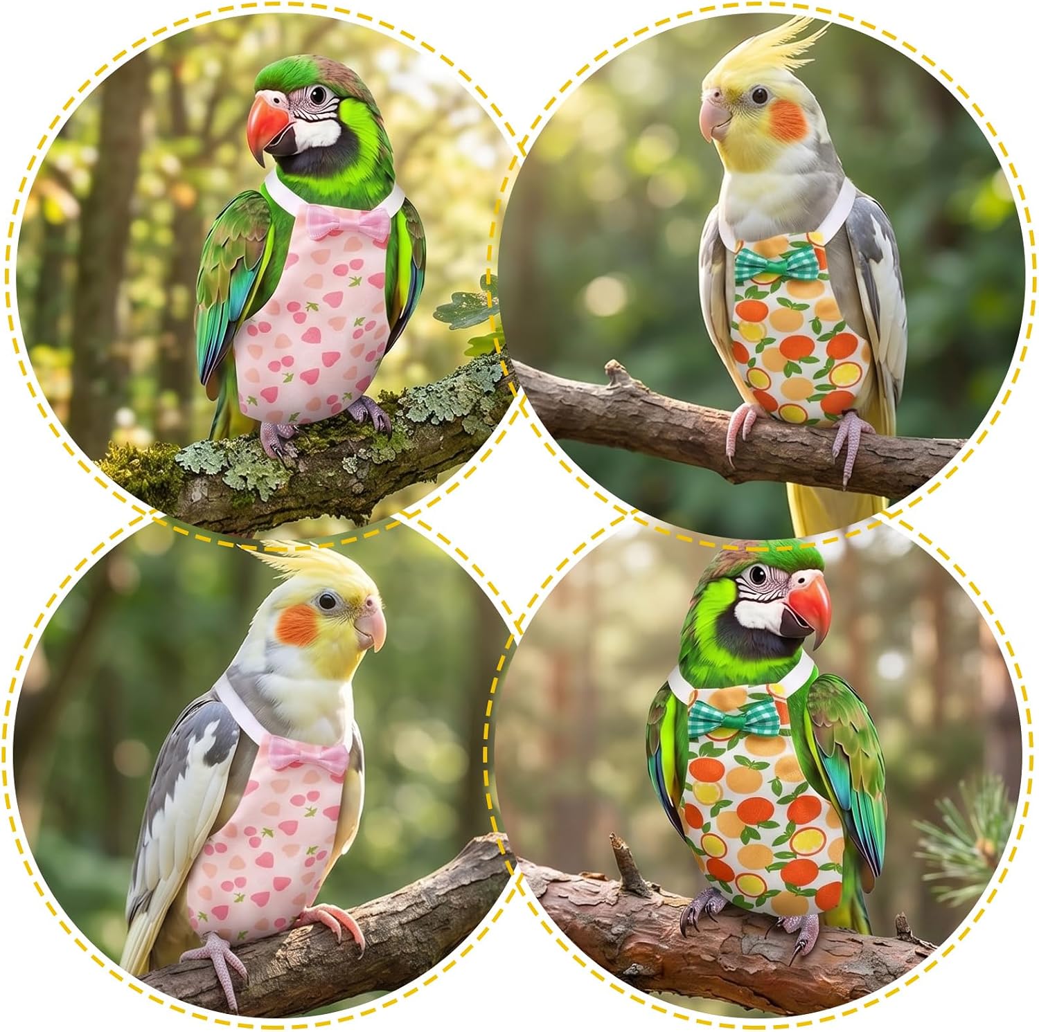 KAMA BRIDAL pet bird diaper package kit including two flight leashes