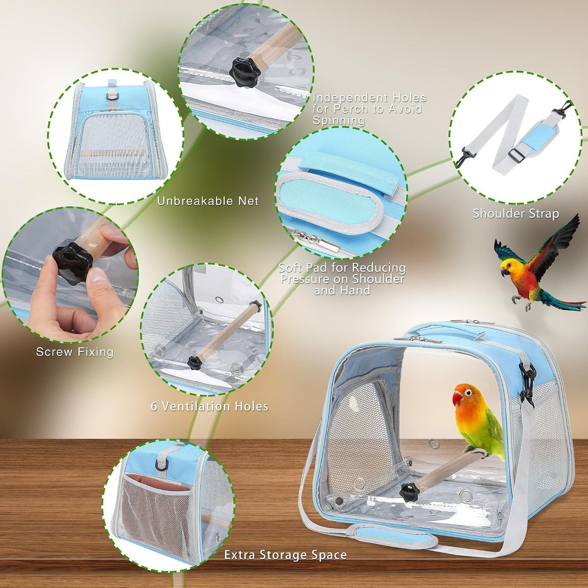 Suertree travel cage removable easy clean bottom tray