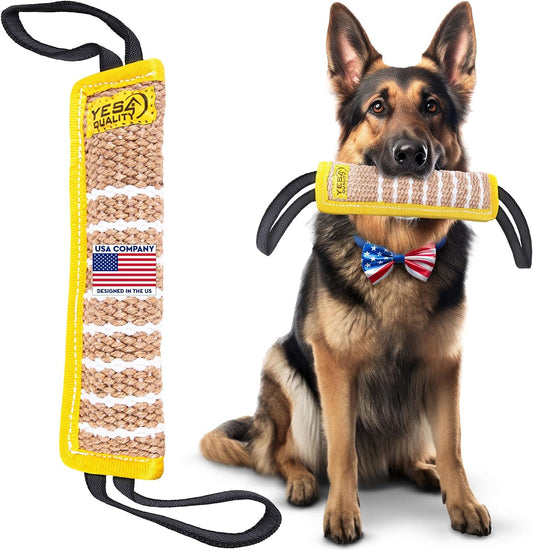 YES4QUALITY Dog Bite Tug Toy front view premium jute training pillow