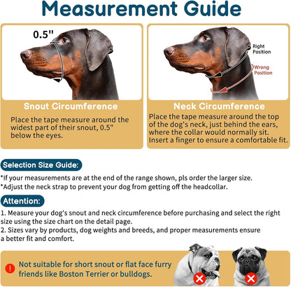 Barkless dog face harness safety link attachment