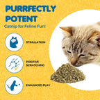 Premium catnip flakes sprinkled on a wooden cat scratching post