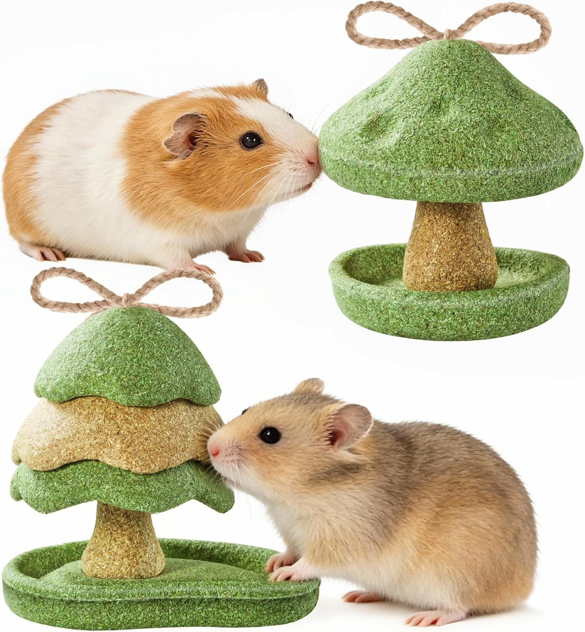 2 Pack Guinea Pig Chew Toys, Prevent Teeth Overgrowth, Rabbit Chew Toys, Natural Treats for Rabbit/Hamster Toys, Natural Timothy Grass & Vegetables, Small Animal Toys for Habitat Decoration - Image 9