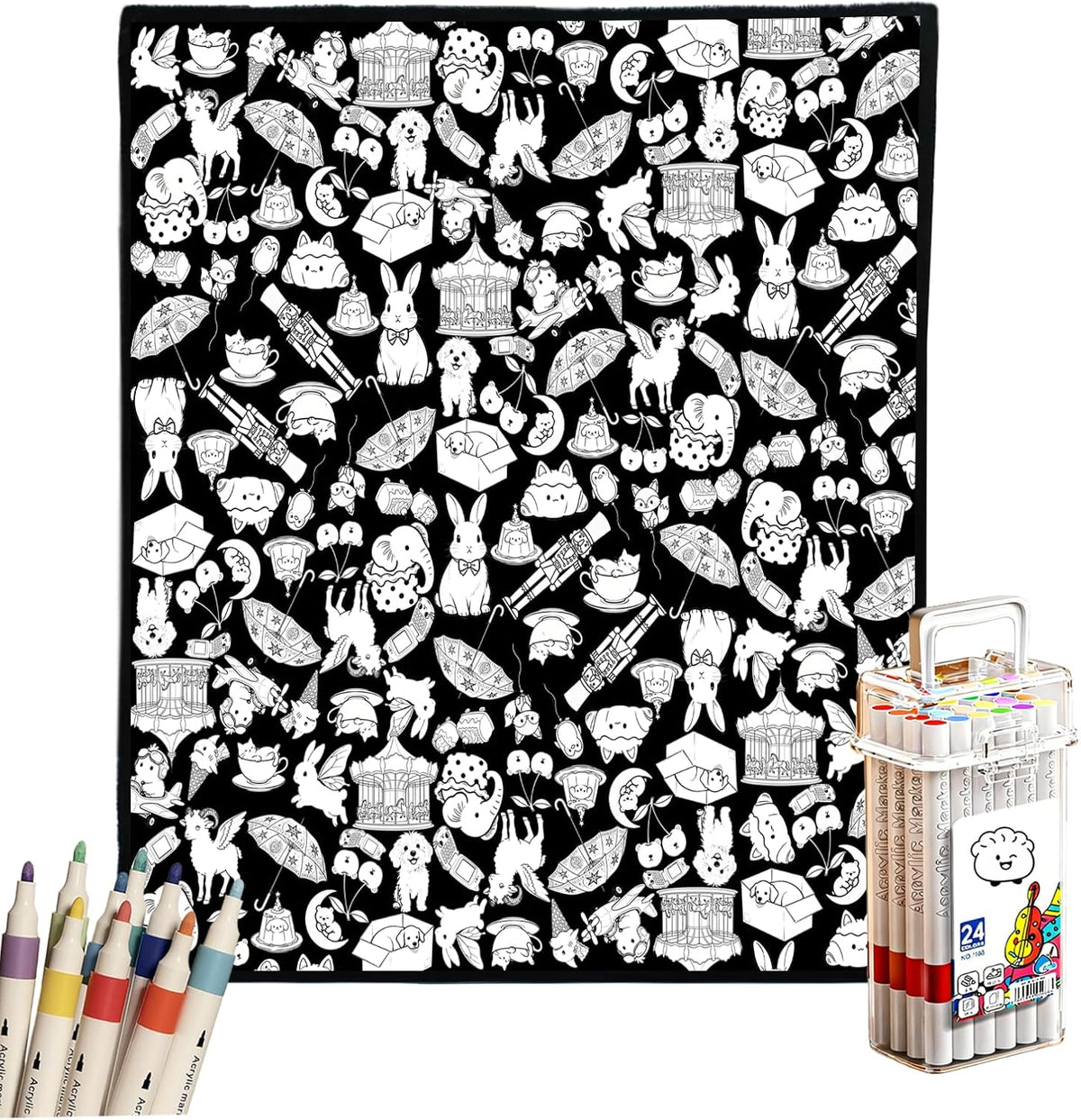 DIY Coloring Blanket for Adults, Color Your Own Velvet Blanket with 24 Washable Markers, Soft Cozy Coloring Kit for Home Decor & Daily Use, Unique Birthday Gift (Cats & Dogs) - Image 10