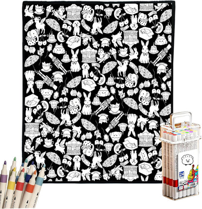 DIY Coloring Blanket for Adults, Color Your Own Velvet Blanket with 24 Washable Markers, Soft Cozy Coloring Kit for Home Decor & Daily Use, Unique Birthday Gift (Cats & Dogs) - Image 10