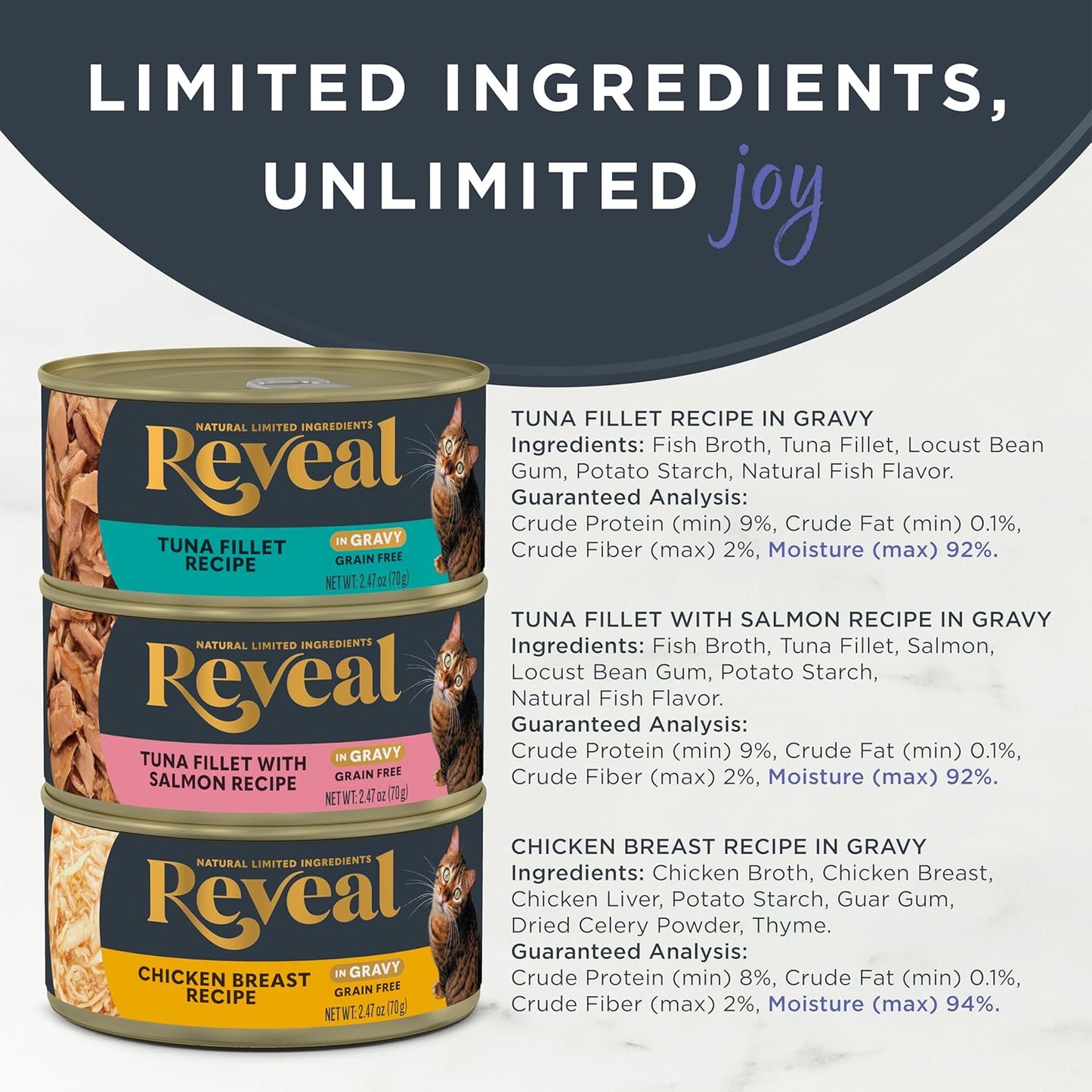 Reveal natural wet cat food tuna with salmon ingredients
