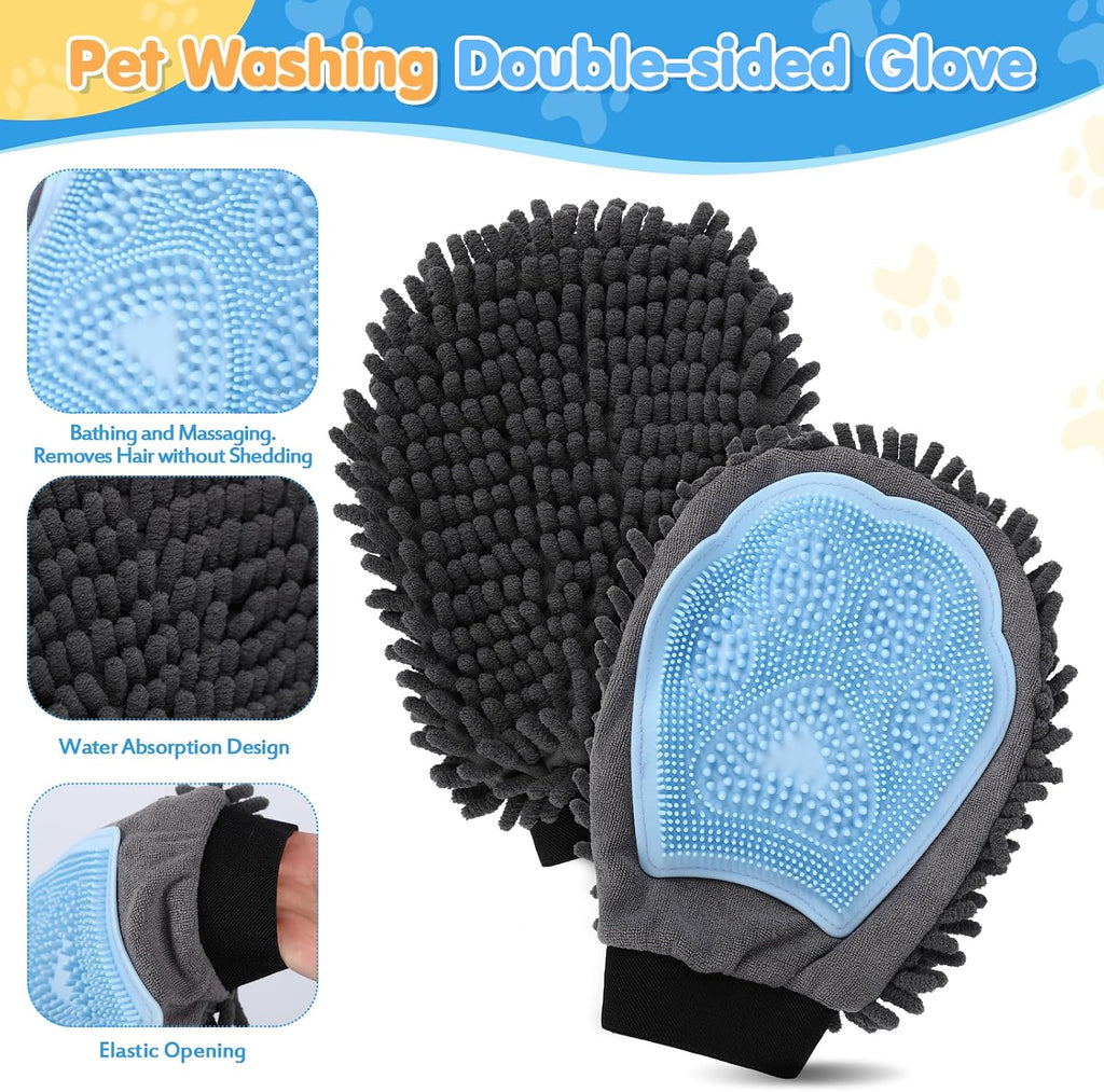 Silicone pet shampoo brush and self cleaning slicker brush close up
