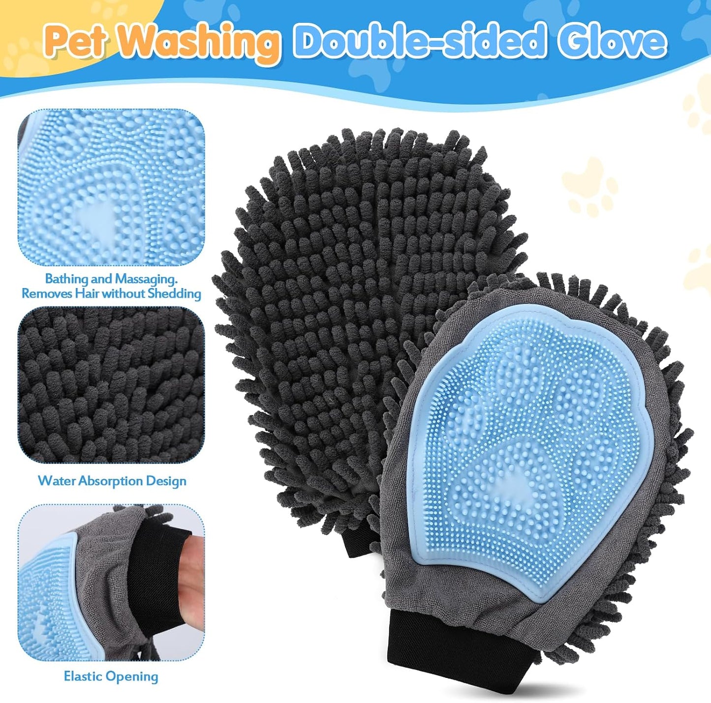 Silicone pet shampoo brush and self cleaning slicker brush close up