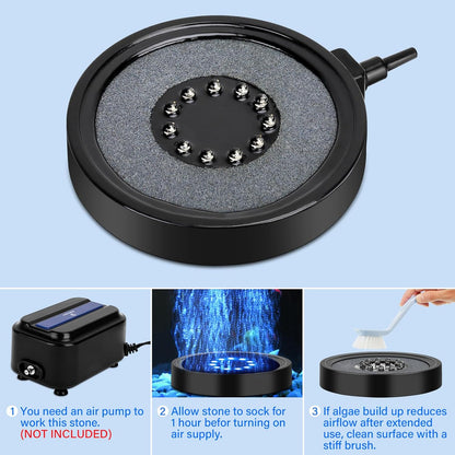 fishkeeper Aquarium Air Bubble Light, LED Fish Tank Bubbler Stone Disk with 11 Super Bright Lamp Beads, 16 Colors and 4 Modes Adjustable for Fish Tank Decoration Oxygenation - Image 6