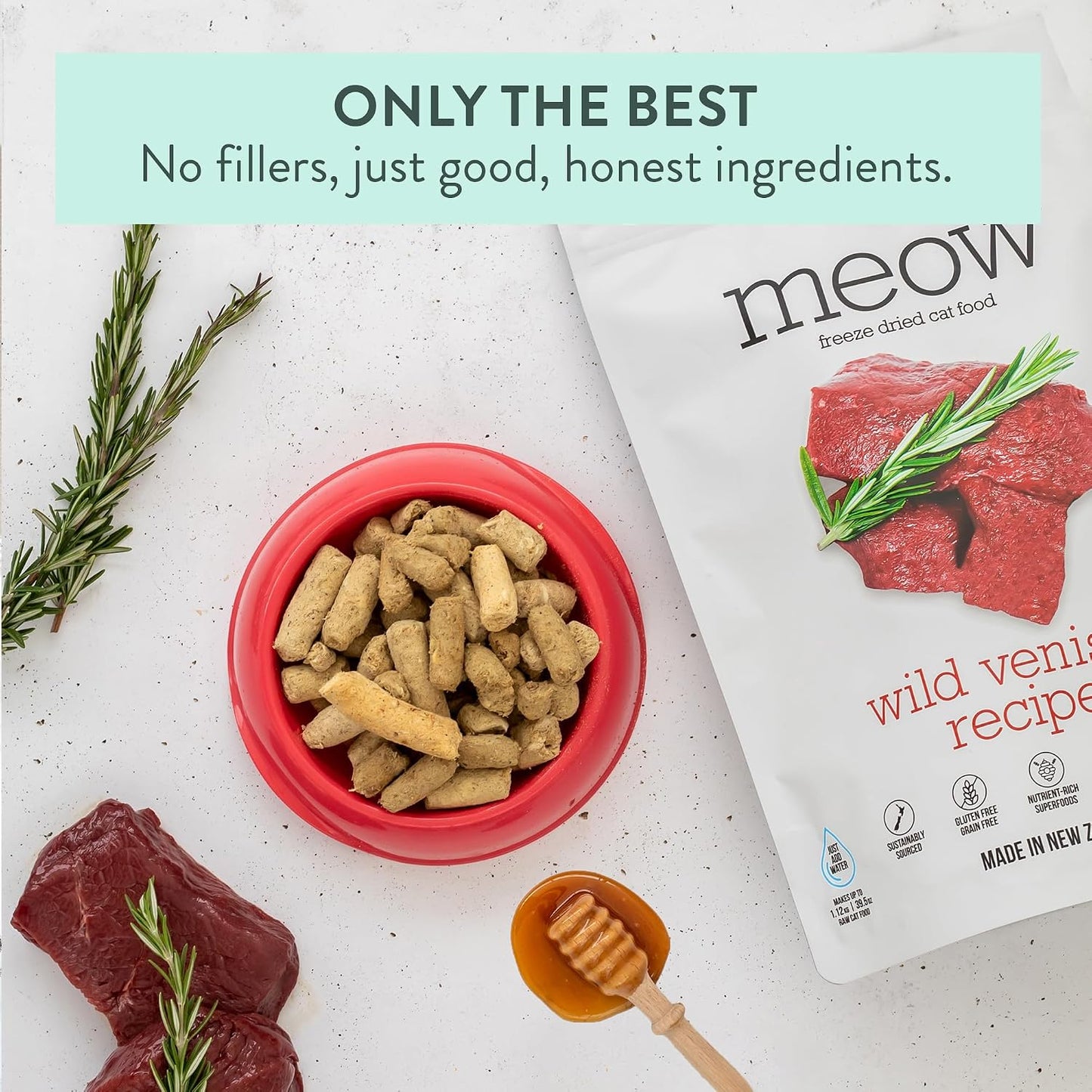 Authentic freeze dried raw venison meals and toppers for healthy joints and shiny coat