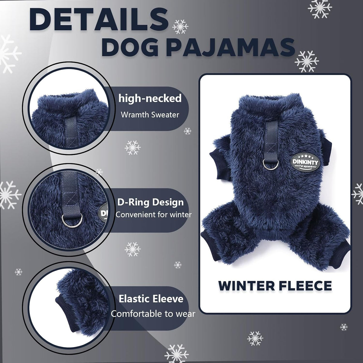 Back view of Dinkinty stretchy winter pet apparel for tiny dogs and cats.