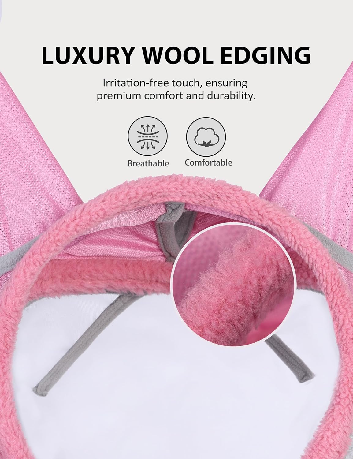 Adjustable touch and go straps on Harrison Howard fly mask
