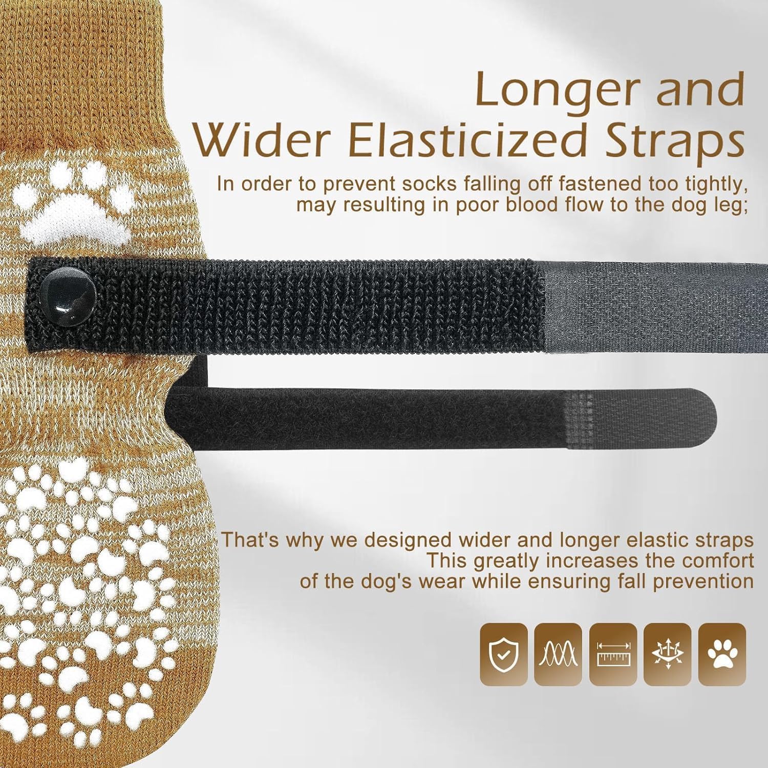 Adjustable velcro strap detail on dog socks