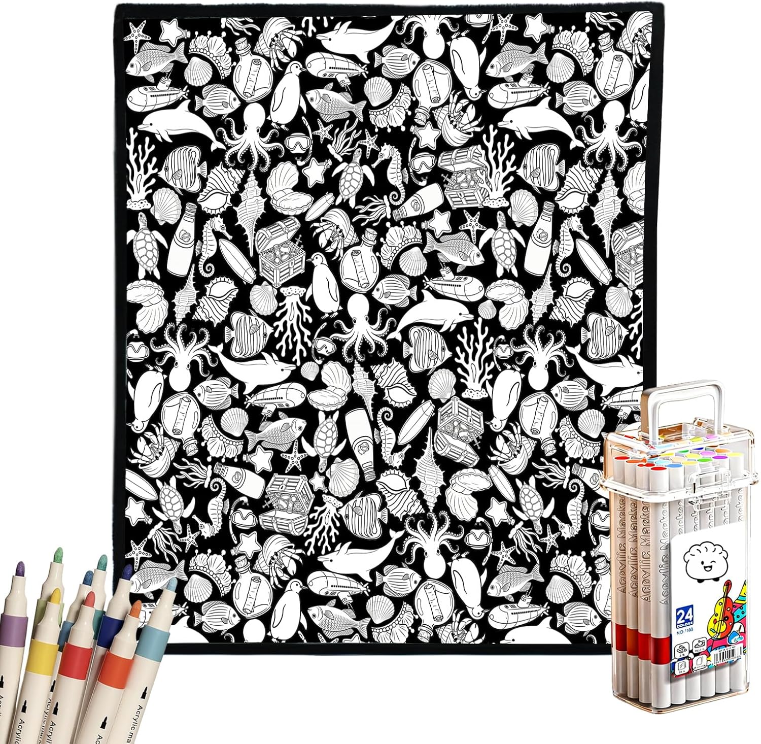 DIY Coloring Blanket for Adults, Color Your Own Velvet Blanket with 24 Washable Markers, Soft Cozy Coloring Kit for Home Decor & Daily Use, Unique Birthday Gift (Cats & Dogs) - Image 9