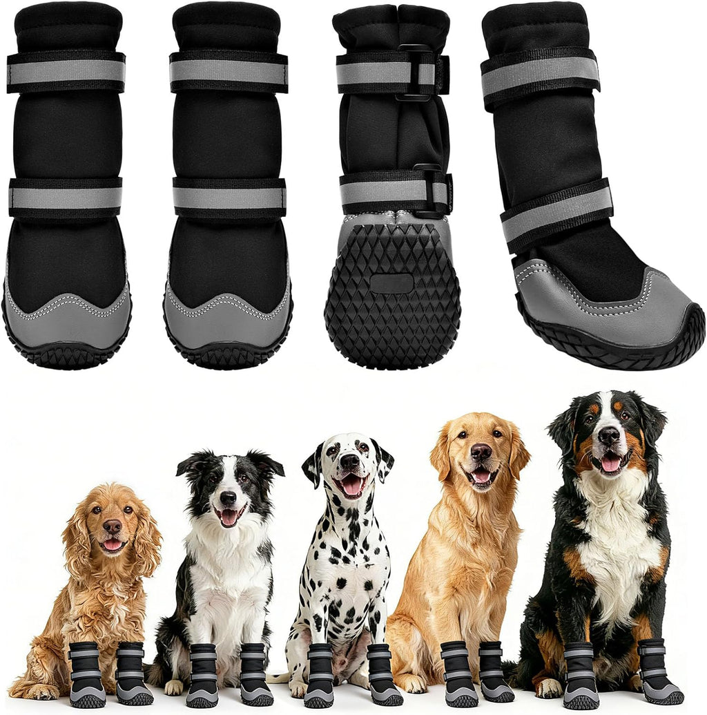 Dimicoo waterproof dog boots front view for outdoor hiking