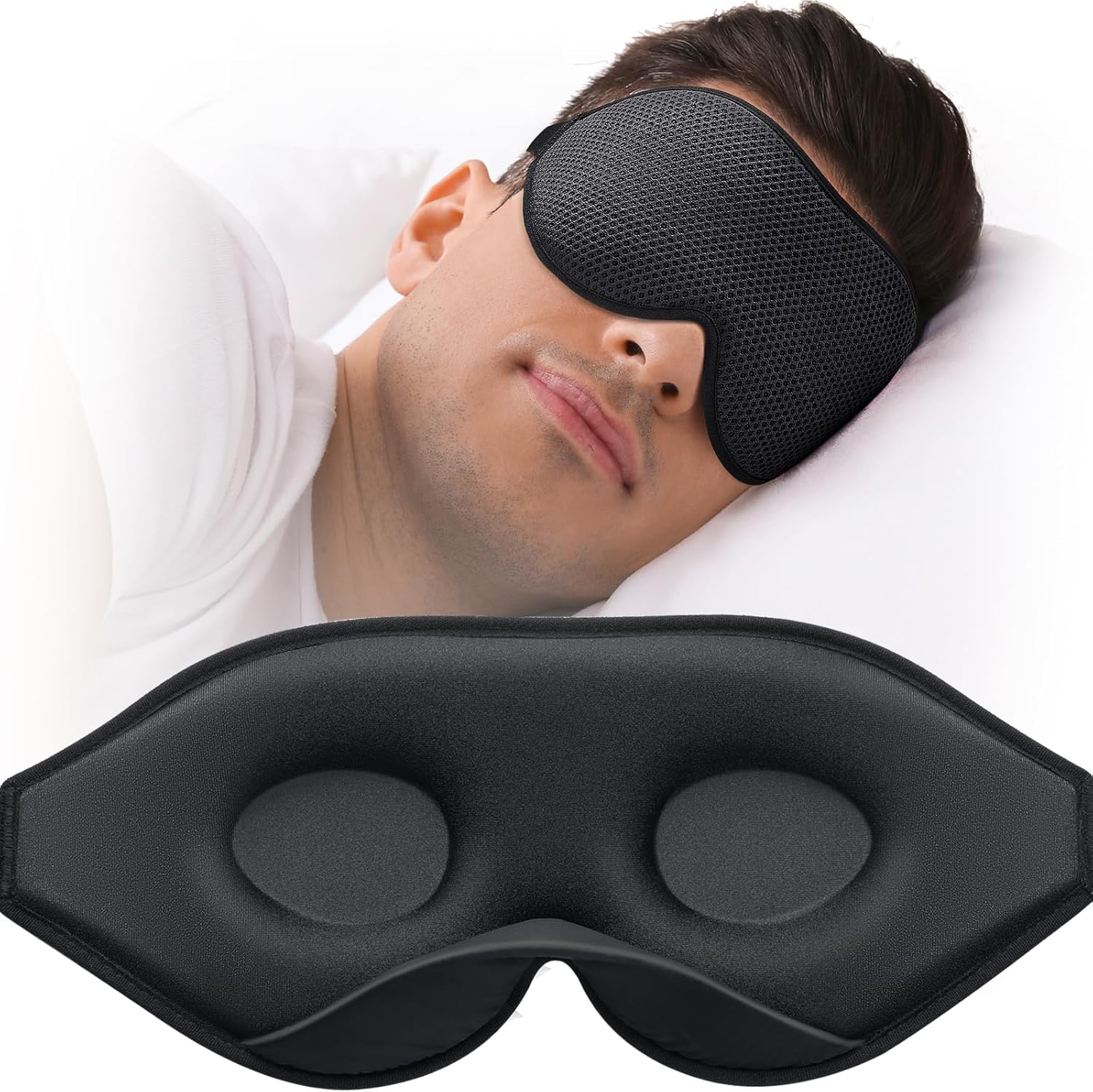 MABAO 3D Contoured Sleep Mask front view showing deep eye cups