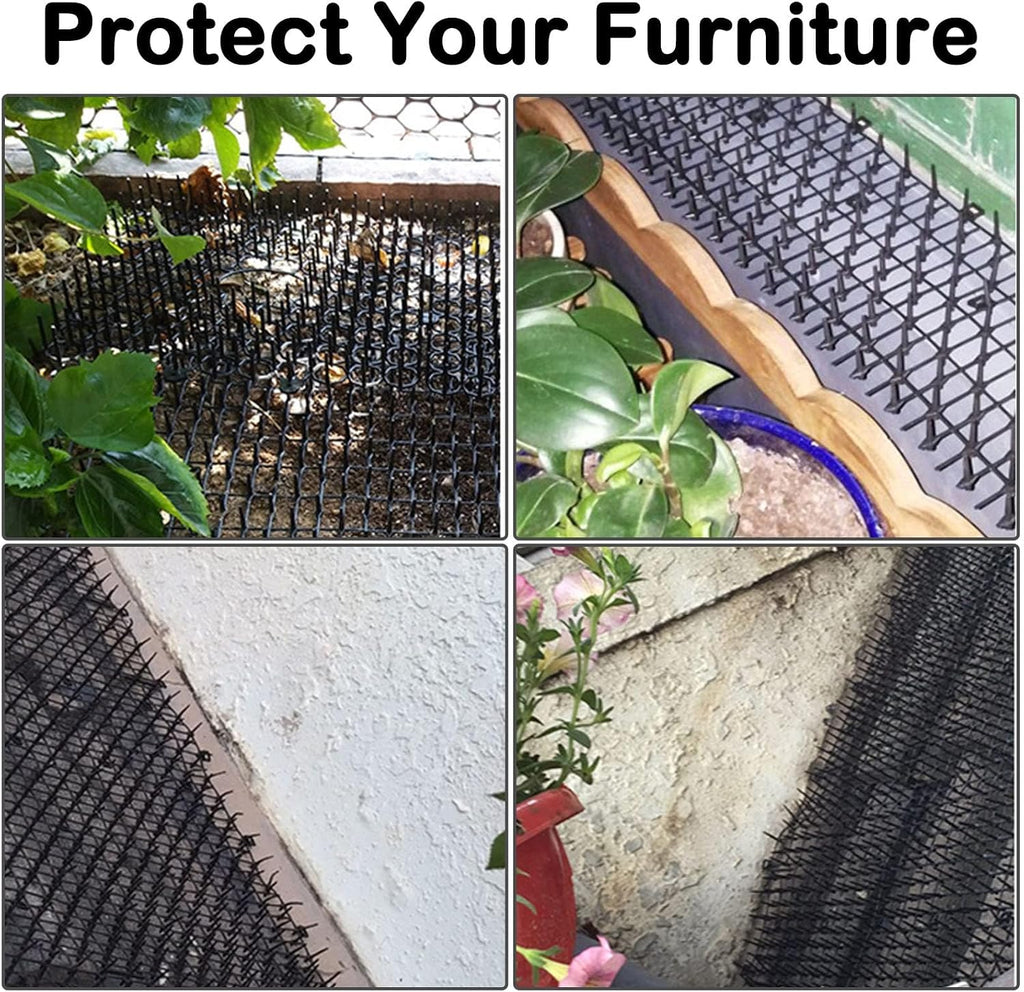 Close up view of humane plastic spikes on Fhiny deterrent mat