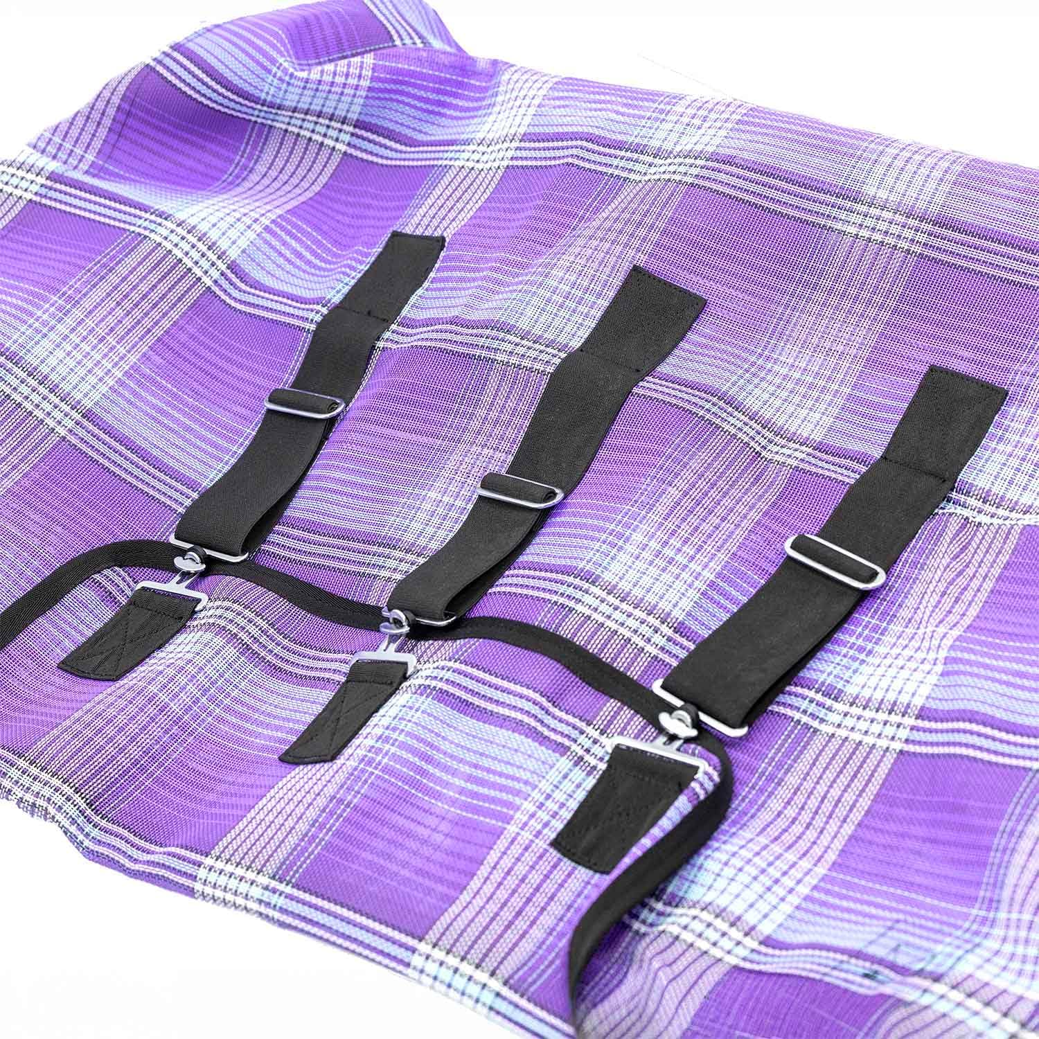Jeffers Romper Stomper Durable Mesh Fly Sheet for Horses with Detachable Neck, 75" - Heavy Duty Breathable Textilene Mesh Horse Sheet, UV & Insect Protection, Summer Turnout Rug - Tan, Blue & Green - Image 9
