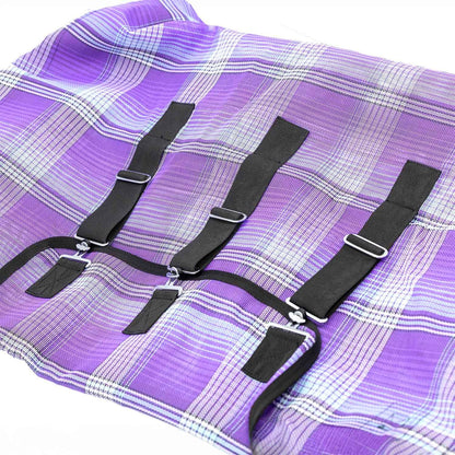 Jeffers Romper Stomper Durable Mesh Fly Sheet for Horses with Detachable Neck, 75" - Heavy Duty Breathable Textilene Mesh Horse Sheet, UV & Insect Protection, Summer Turnout Rug - Tan, Blue & Green - Image 9