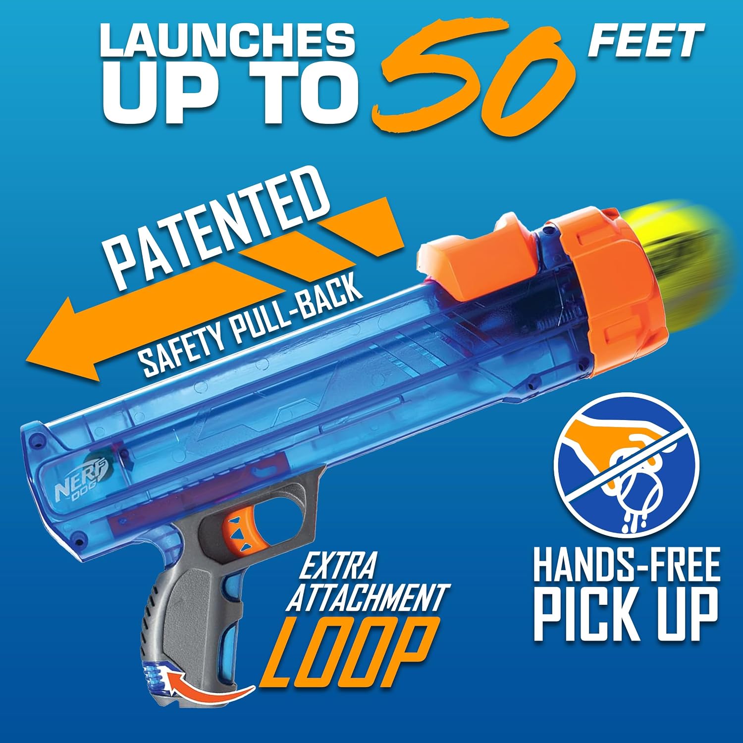Nerf Dog blaster with translucent blue design