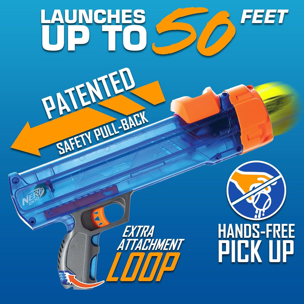 Nerf Dog blaster with translucent blue design